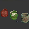 Handcrafted Terracotta Pottery Sculptures with Various Shapes Broken Repaired Parts and Textured Surfaces