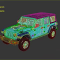 Blue Rockcrawler Off Road SUV With Black Roof And Red Accent Wheels