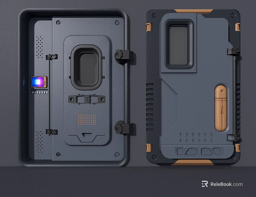 Industrial Device Enclosure With Camera Port Display Window And Control Button Design 3d model 