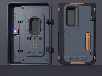 Industrial Device Enclosure With Camera Port Display Window And Control Button Design 3d model