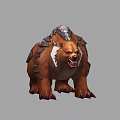 Ferocious Brown Fur Game Character With Armored Back Sharp Teeth And Claws 3d model