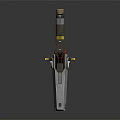 Futuristic Military Weapon With Dual Barrels Gray Metallic Body Red Stands And Yellow Components