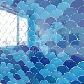 Colorful Fish Scale Tiles for Wall Decoration White Green Blue Patterns