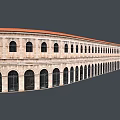 Grand European style Architecture With Red Tile Roofs Arched Windows Bell Towers And Stone Walls
