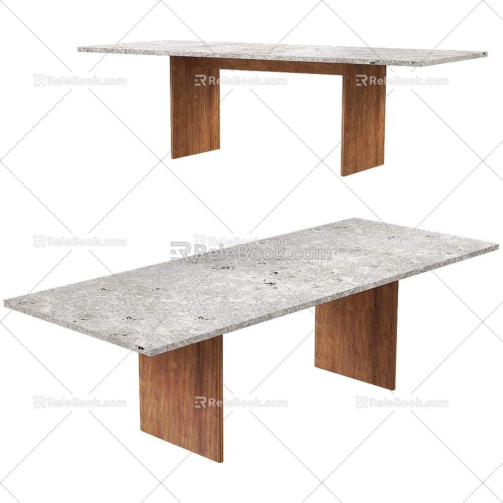 Modern Italian Minimalist Rectangular Dining Table Marble Dining Table Solid Wood Dining Table 3d model