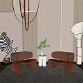 Modern leisure sofa combination single chair 3d model