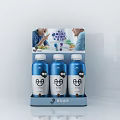 Blue Bottled Probiotic Drinks On Display Stand For Family Gathering Moments