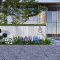 Elegant Landscape Feature Wall With Green Plants Colorful Flowers And Number 8 At Bella Residences