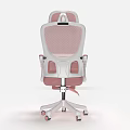 Comfortable Pink Mesh Back Office Chair With Adjustable Armrests And Rolling Wheels 3d model