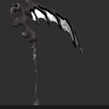 Skeletal Scythe Weapon 3D Model With Sharp Blade And Bone Structure Design
