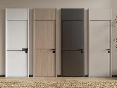 Modern Minimalist Hinged Doors In Multiple Colors With Sleek Design And Metal Handles 3d model