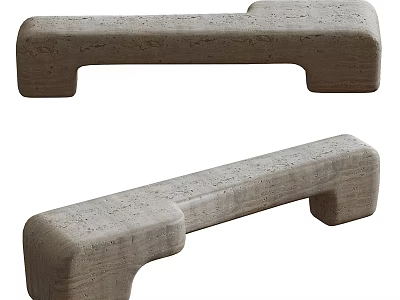 Minimalist Modern Stone Bench With Textured Surface And Long Support Design 3d model