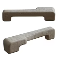 Minimalist Modern Stone Bench With Textured Surface And Long Support Design 3d model