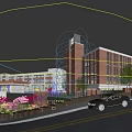 Modern School Building Complex With Tower Structure Red Brick Facade And Landscaped Garden