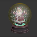 Christmas Decorative Ornament Set With Santa Claus Snow Globe Bells Snowflakes And Silver Base