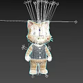 Cartoon Cat Character With Orange Stripes Blue Vest And Green Big Eyes Standing Pose