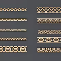 Collection Of Wooden Carved Decorative Trim Strips With Various Geometric Patterns