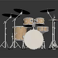 Natural Wood Drum Set With Multiple Drums Cymbals And Sturdy Stands For Home Use