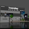 TeamBay Exhibition Booth W5D54 with Person Display Screen Plants and Tables