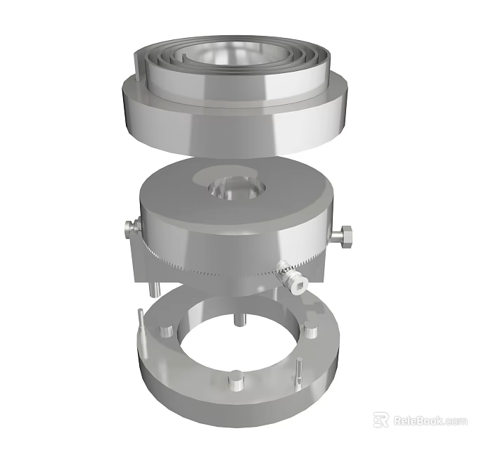 Precision Mechanical Hardware Tools With Stacked Metal Rings And Bolts 3d model 