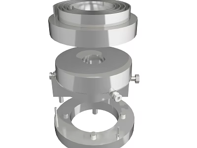 Precision Mechanical Hardware Tools With Stacked Metal Rings And Bolts 3d model