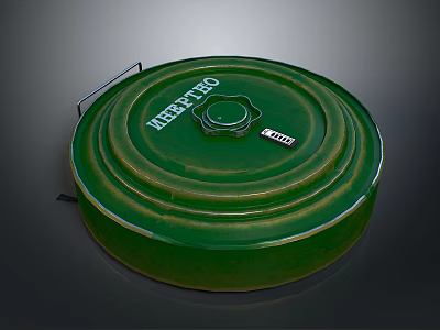 Green Round Military Weapon AKREP PRO Model With Central Knob And Label 3d model