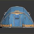 Blue And Orange Dome Tent With Silver Frame And Waterproof Base For Outdoor Camping