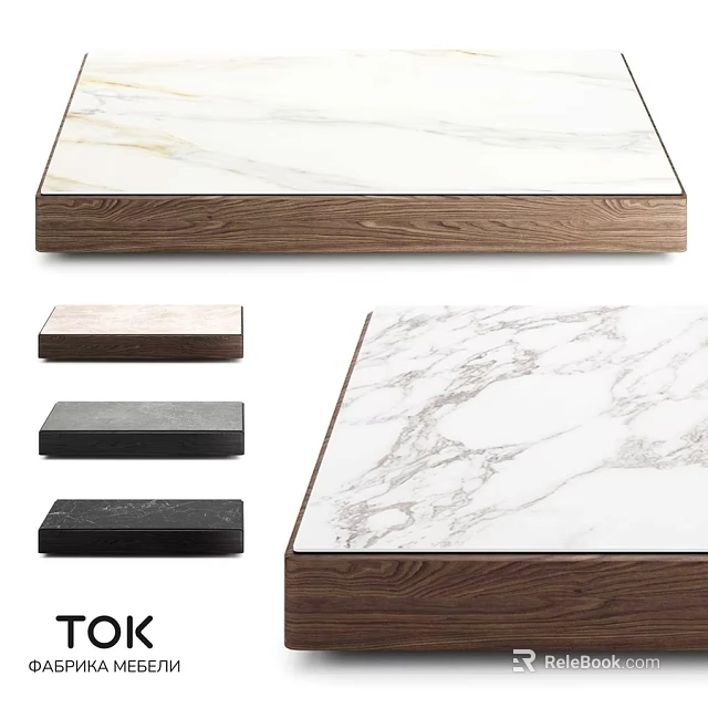 Elegant Dining Table With Marble Top And Wooden Base In Various Colors 3d model 