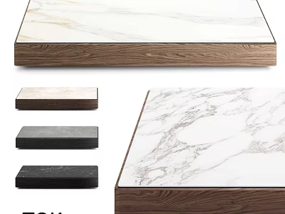 Elegant Dining Table With Marble Top And Wooden Base In Various Colors 3d model