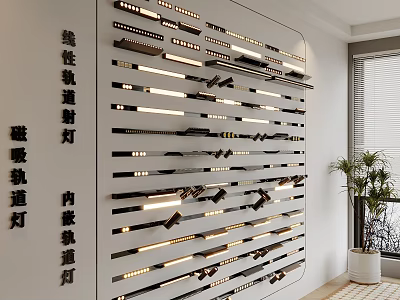 Downlights and Track Spotlights Including Linear Magnetic Recessed Track Types on Wall 3d model