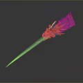 Mythical Character Wielding Creature Inspired Red Spear With Black Biological Scaled Texture