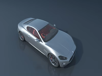 Silver Sports Car With Red Interior And Sleek Modern Body Design 3d model