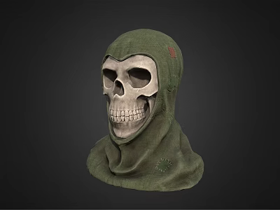 Medical Device Green Hooded Skull Model for Educational and Display Applications 3d model