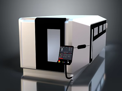 Modern Industrial Equipment Featuring White Black Casing Digital Control Panel And Touch Screen 3d model
