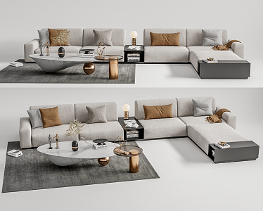 Light Luxury Sofa Coffee Table Combination 3d model