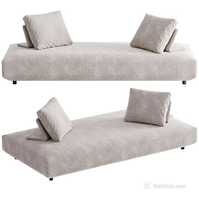 Minimalist Light Gray Fabric Sectional Sofa With Soft Cushions And Modern Design 3d model 