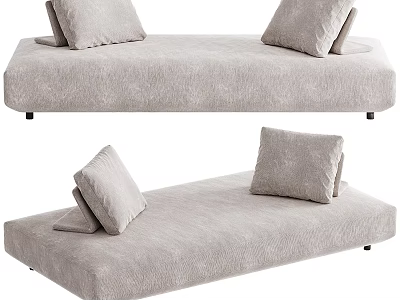 Minimalist Light Gray Fabric Sectional Sofa With Soft Cushions And Modern Design 3d model