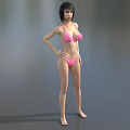 Detailed Game Movie Female Character In Pink Bikini Standing Pose
