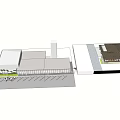 Modern Detached Villa With White Exterior Glass Curtain Wall Surrounding Trees Lawn And Parking Area