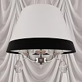 Elegant Modern Wall Lamp Design With White Shade Black Trim And Crystal Pendants