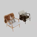 Cozy Sofa Coffee Table Set With Wooden Frame Gray Cushion Fur Blanket And Pillows
