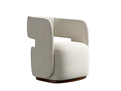Modern Single Sofa with Beige Fabric Upholstery and Wooden Base Design 3d model
