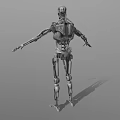 Detailed Robotic Game Movie Character With Mechanical Skeleton Standing Pose