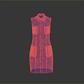 Stylish Blue Sleeveless Collared Dress With Multiple Front Pockets And Neat Design