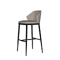 Modern Bar Stool With White Leather Seat And Black Metal Frame 3d model