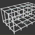 Metal Frame Stage With Black Platform Blue Moon Backdrop And Lighting Fixtures