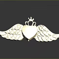Golden Heart Shaped Brooch With Crown And Wings Encrusted With Diamonds Fashion Accessory