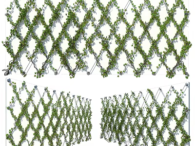 Lush Green Vines Covering Decorative Lattice Screen For Garden Decoration 3d model