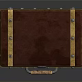 Vintage Leather Trunk With Gold Metal Rivets Lock Handle And Mesh Side