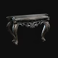 Silver Ornate Decorative Table With Carved Details Curved Legs And Vintage Design